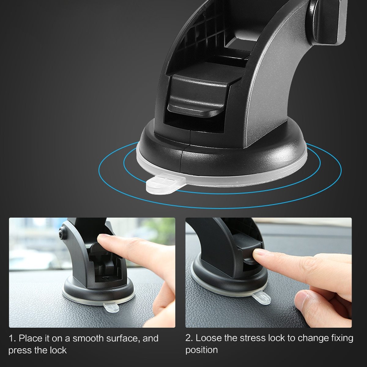 Telescopic Car Phone Holder – Strong Suction, 270° Dashboard/Windshield Mount
